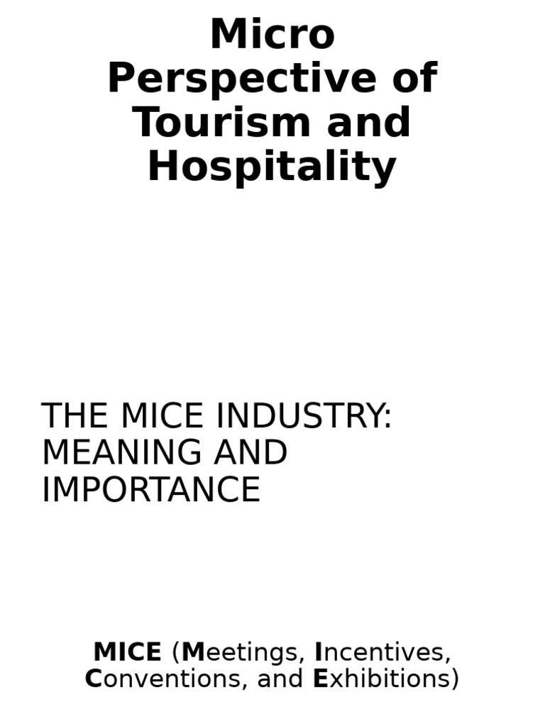 Micro Perspective of Tourism and Hospitality | PDF