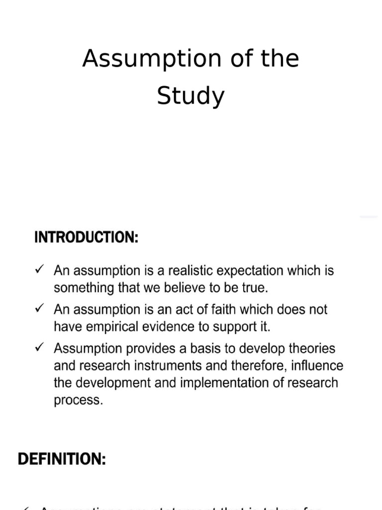 Assumption of The Study | PDF