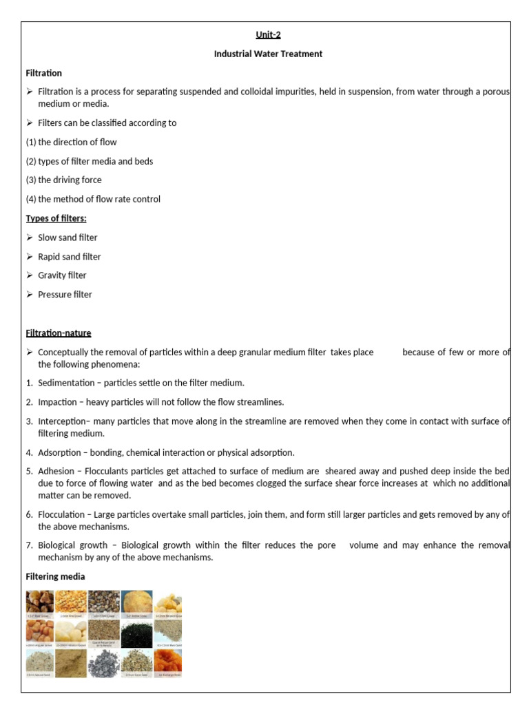 WWT-Unit 2 Notes | PDF | Filtration | Water Purification