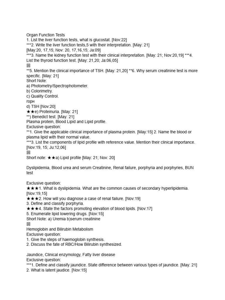Comprehensive Guide to Organ Function Tests | PDF | Technology ...