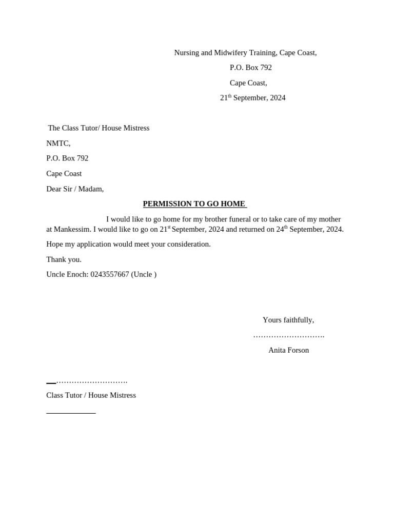 D27 DM 22 Sample Permission Letter | PDF