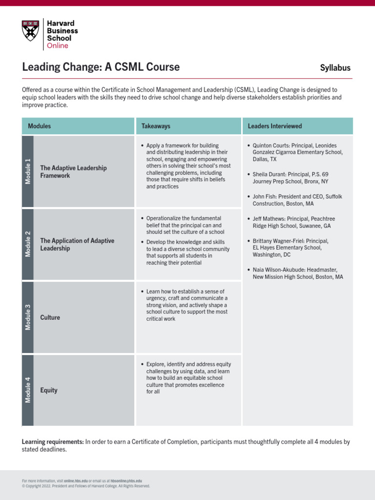 CSML Syllabus Leadingchange | PDF