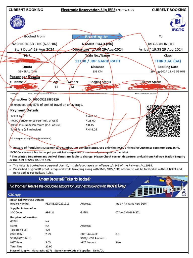 JBP Garib Rath Third Ac (3A) | PDF
