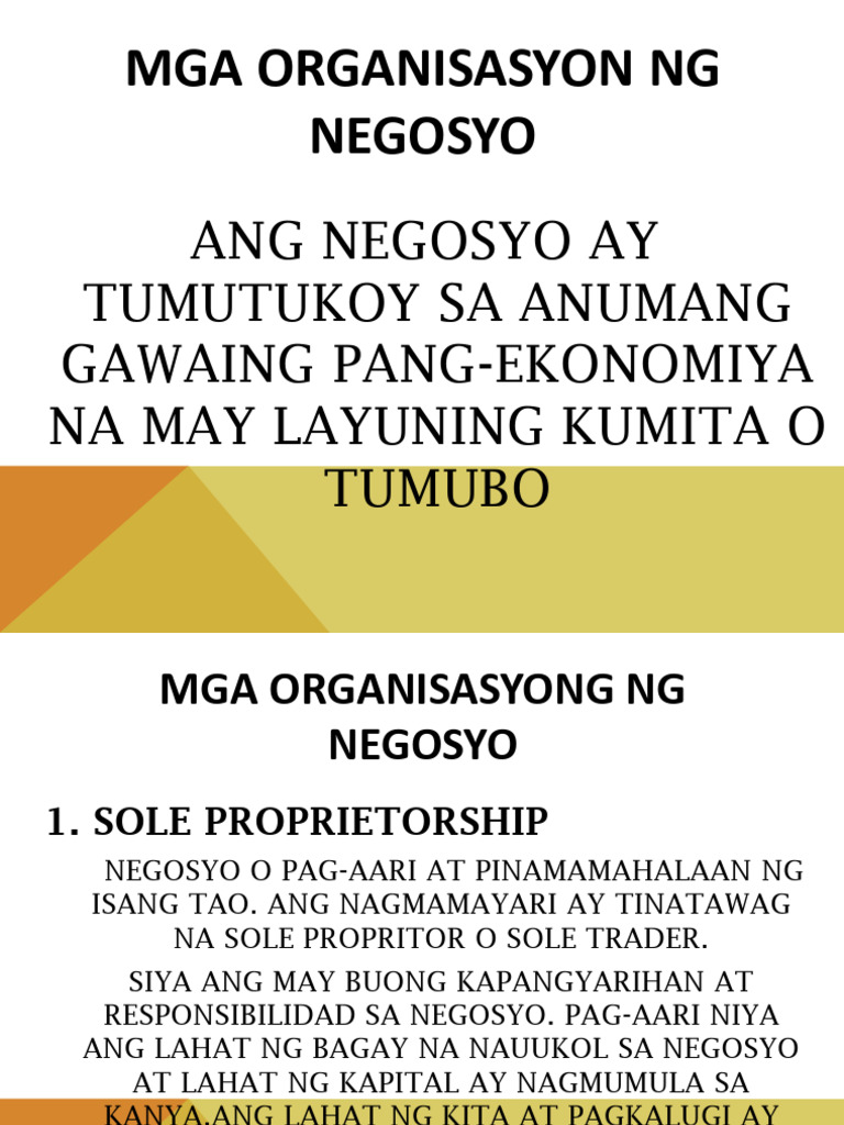 Organisayon NG Negosyo | PDF