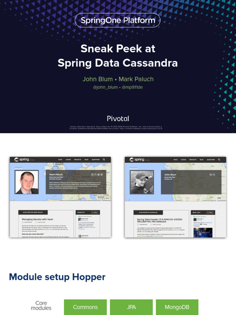 Sneak Peek at Spring Data Cassandra SpringOne - 2016 | PDF