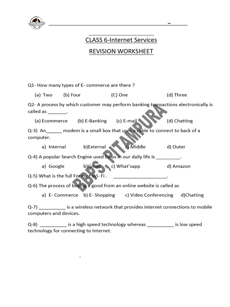Class 6 Computer Science Revision Worksheet | PDF