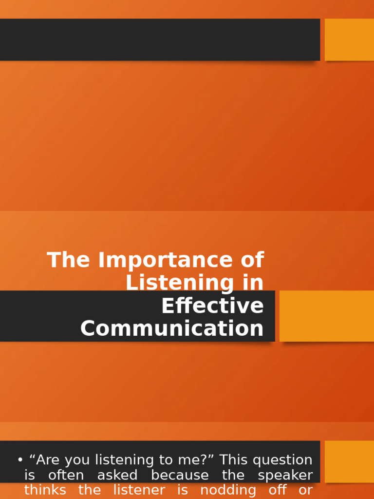 7th Importance of Listening in Effective Communication | PDF