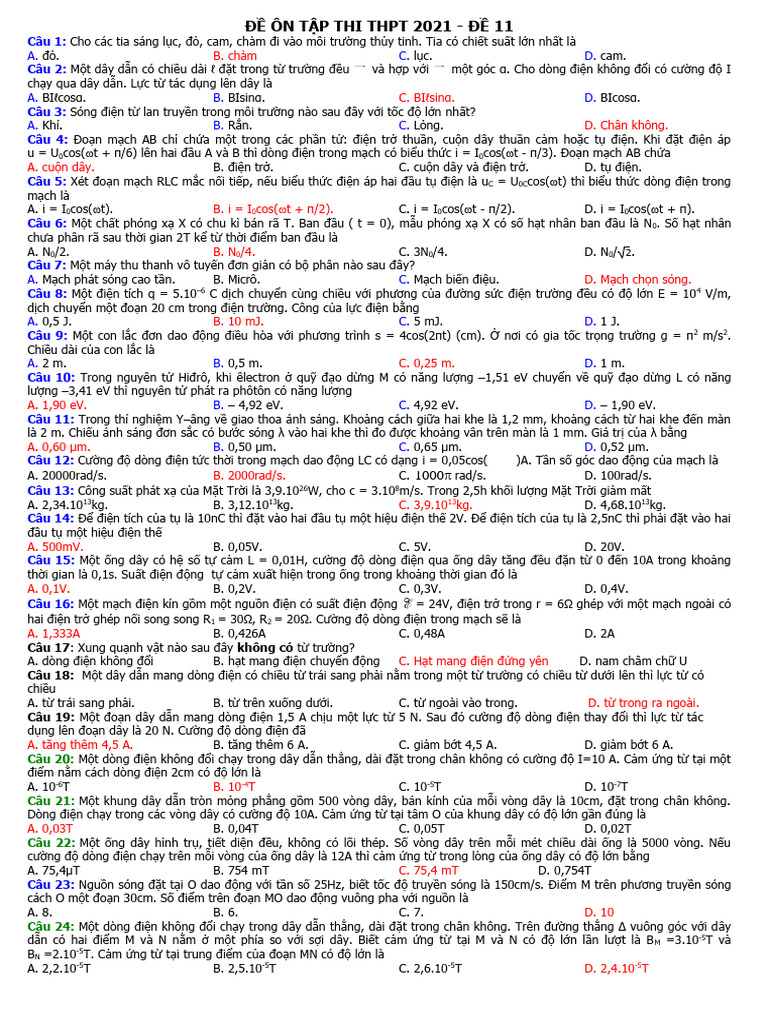 De 11 Dap An | PDF