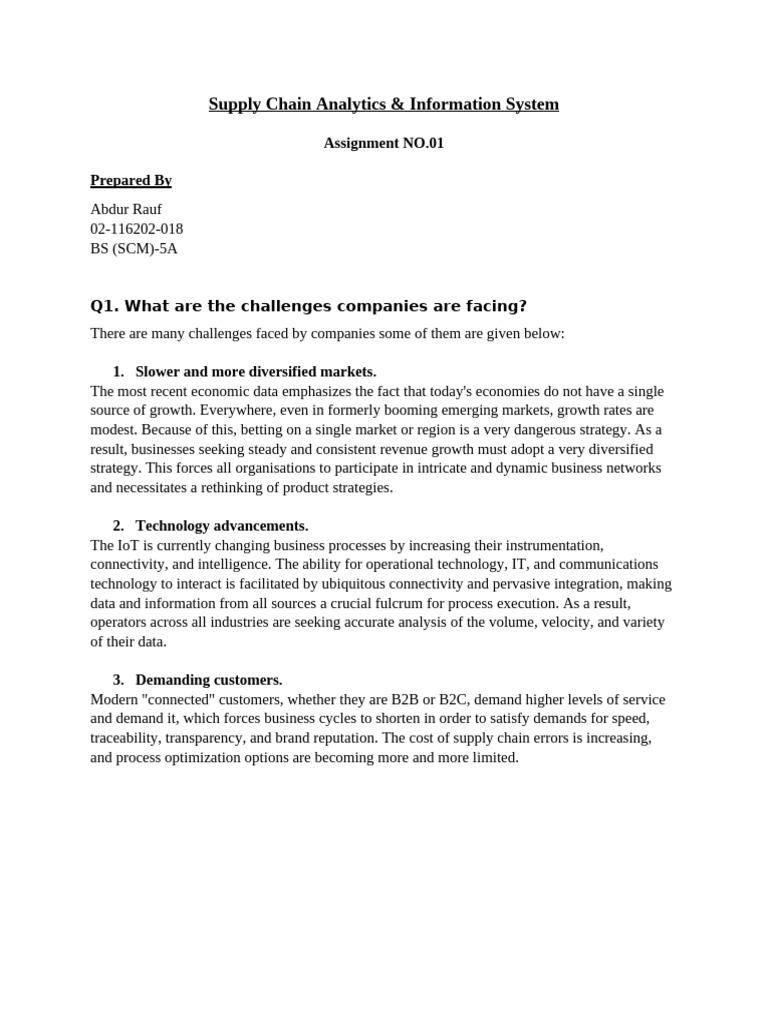 Supply Chain Analytics Ass | PDF