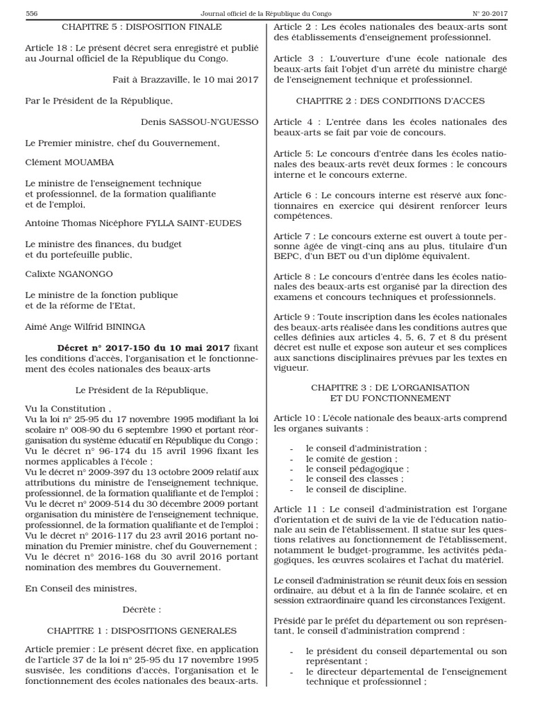Decret N° 2017 150 Du 10 Mai 2017 Fi Xant Les Conditions Dacces ...