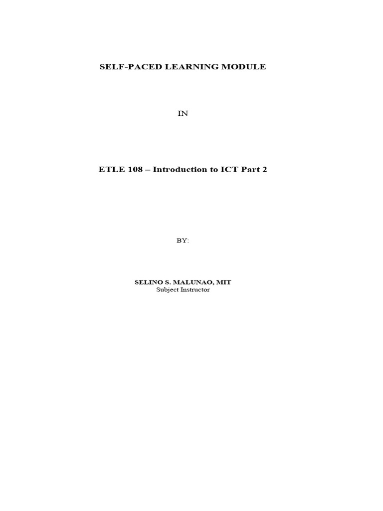 ETLE 108 IntroductionToICT Part2 Module1 | PDF
