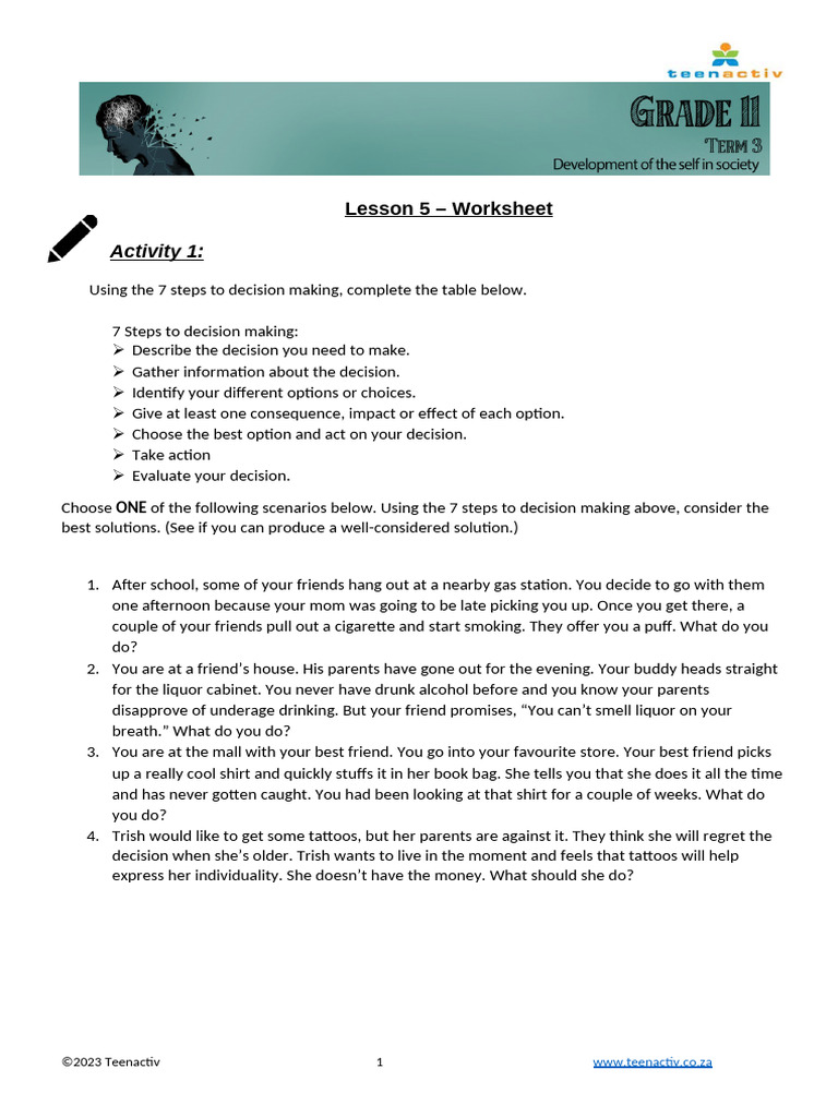 18 Lesson 5 - Worksheet | PDF