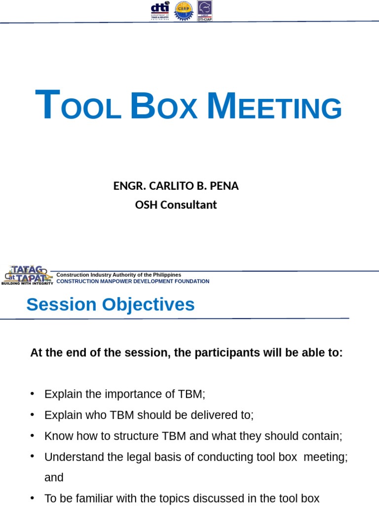Day 5 Session 2 Tool Box Meeting | PDF