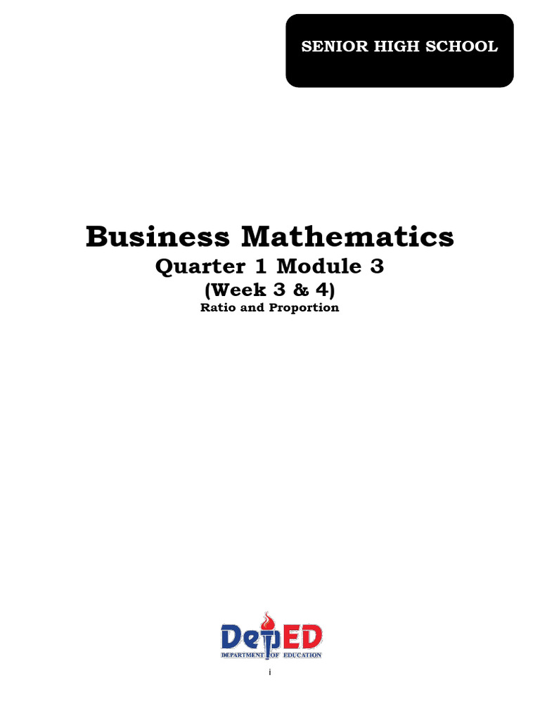 Business Math q1 WK 3 4 Module 2 Ratio and Proportion 2 | PDF