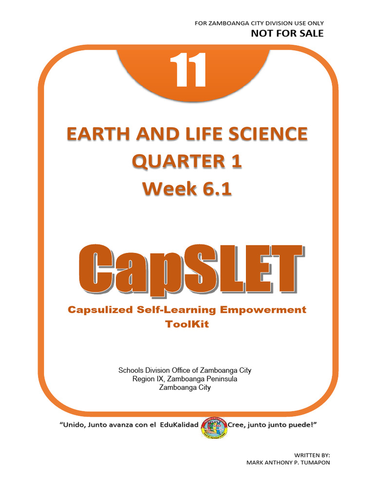 Earth and Life Science Quarter 1 Week 6.1: Not For Sale | PDF ...