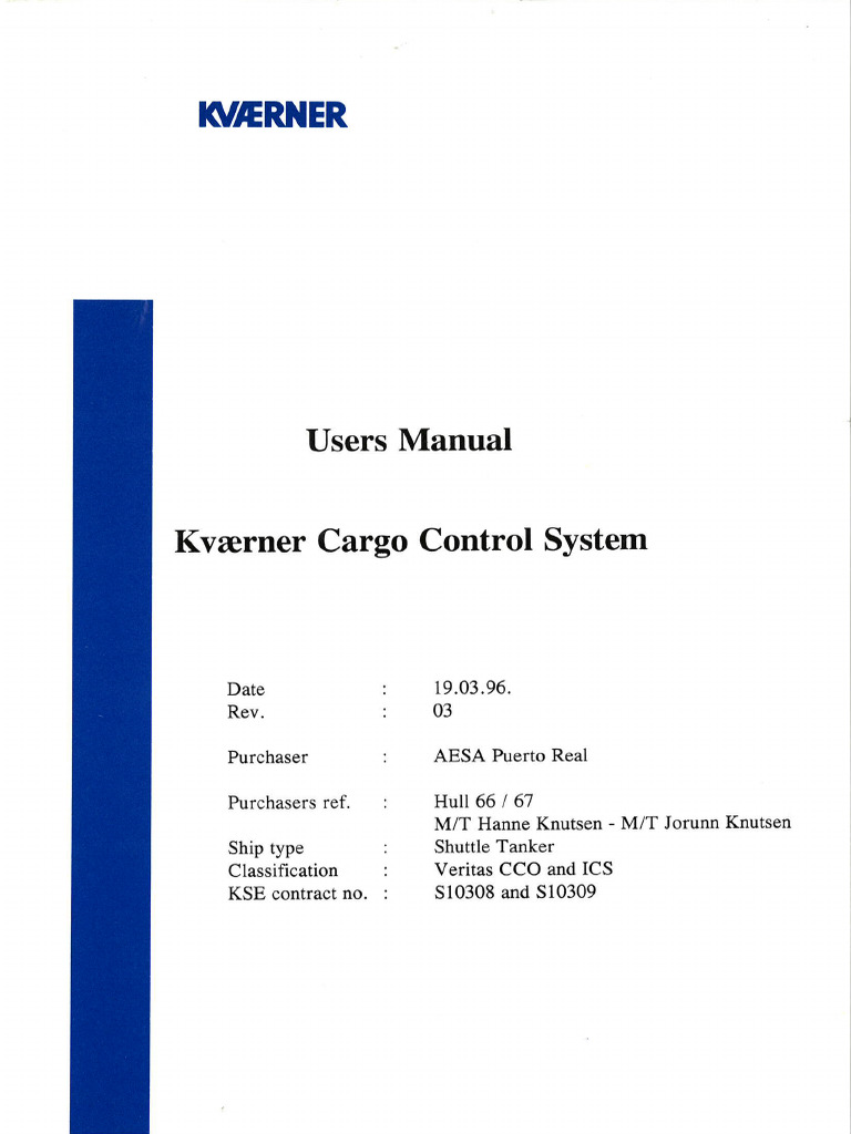 Kværner Cargo Control System Users Manual | PDF