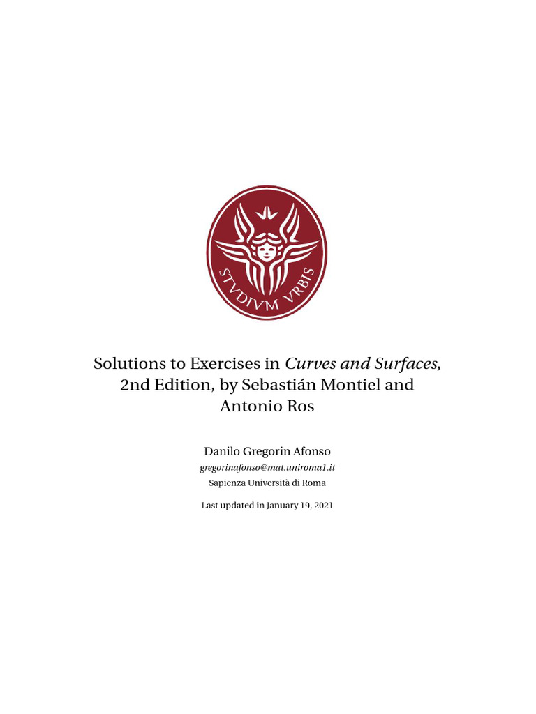 Solutions for Curves and Surfaces Exercises | PDF | Curvature | Geometry