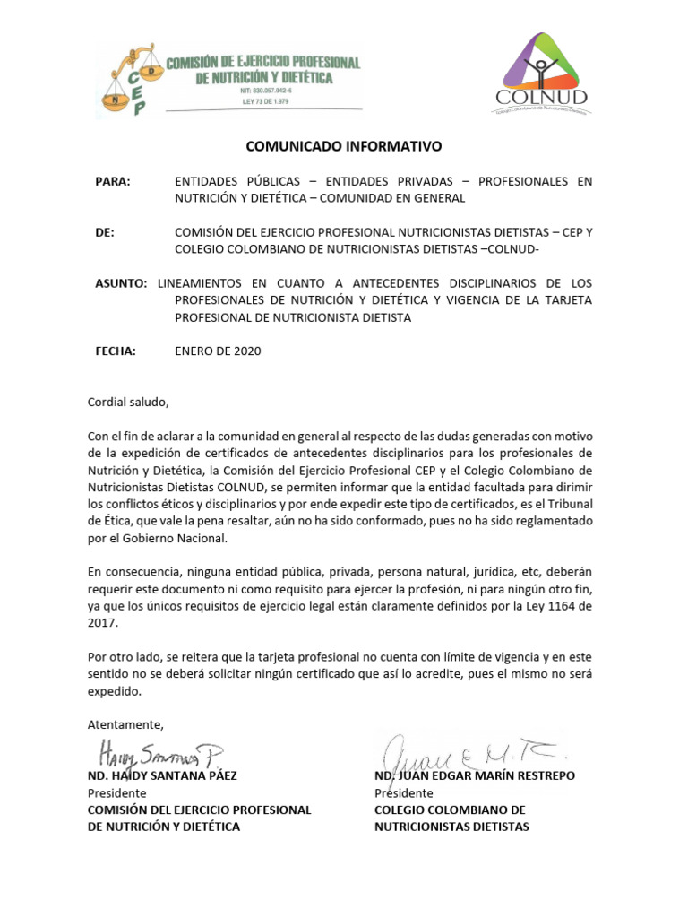Comunicado Informativo CEP COLNUD 1 | PDF