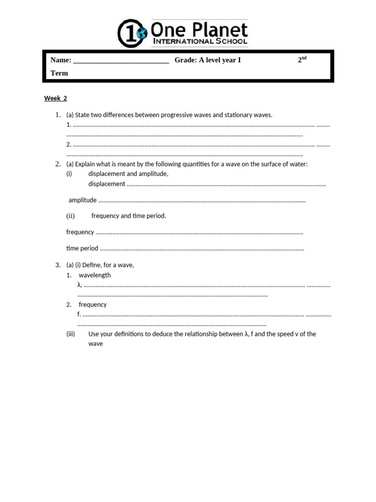 2nd Term A1 Week 2 | PDF