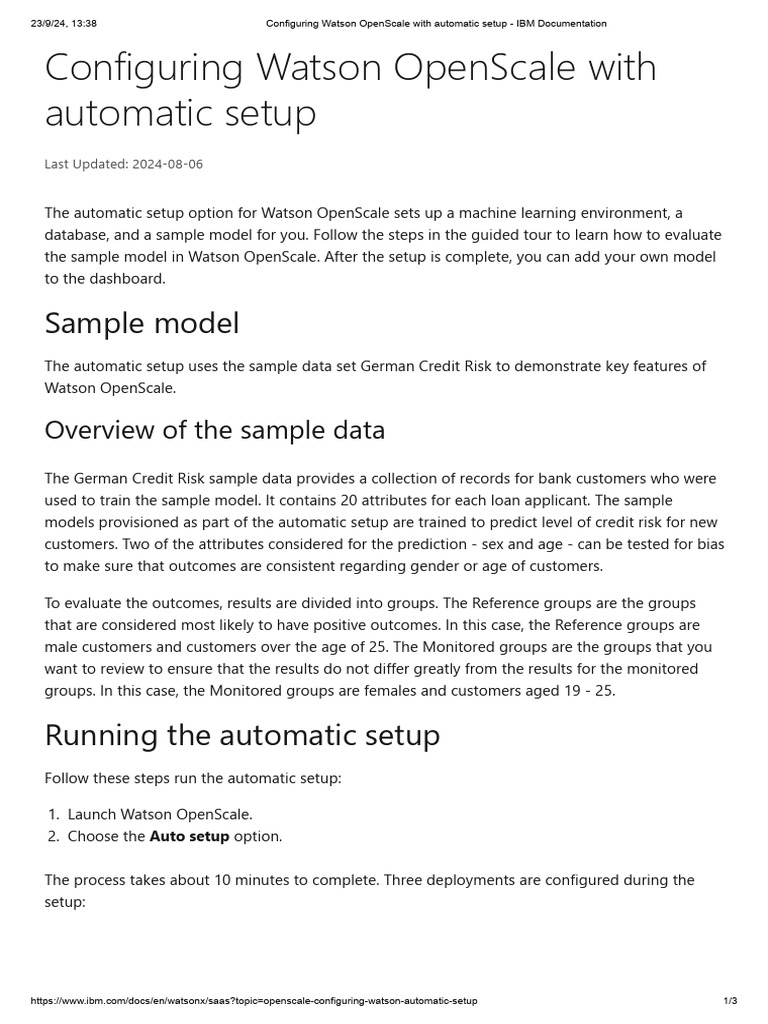 Configuring watson openscale with automatic setup ibm documentation pdf