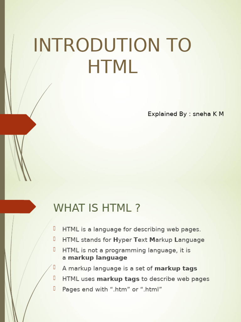 Introduction To HTML | PDF