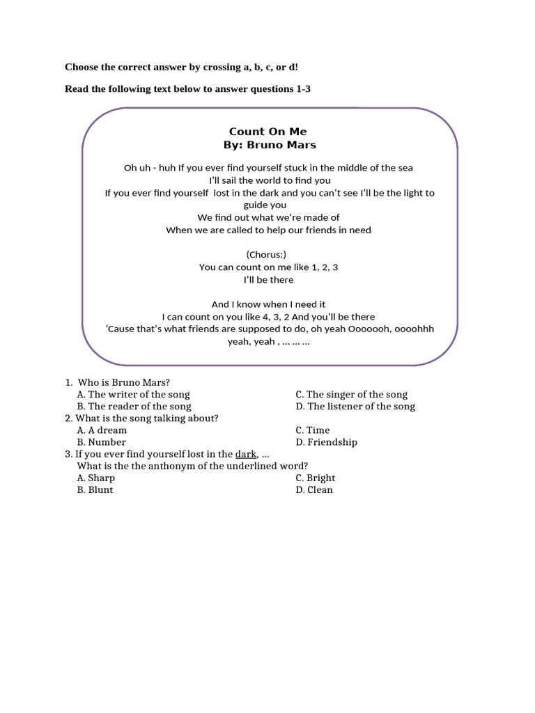 Uh Song Lyrics KLS 7 | PDF