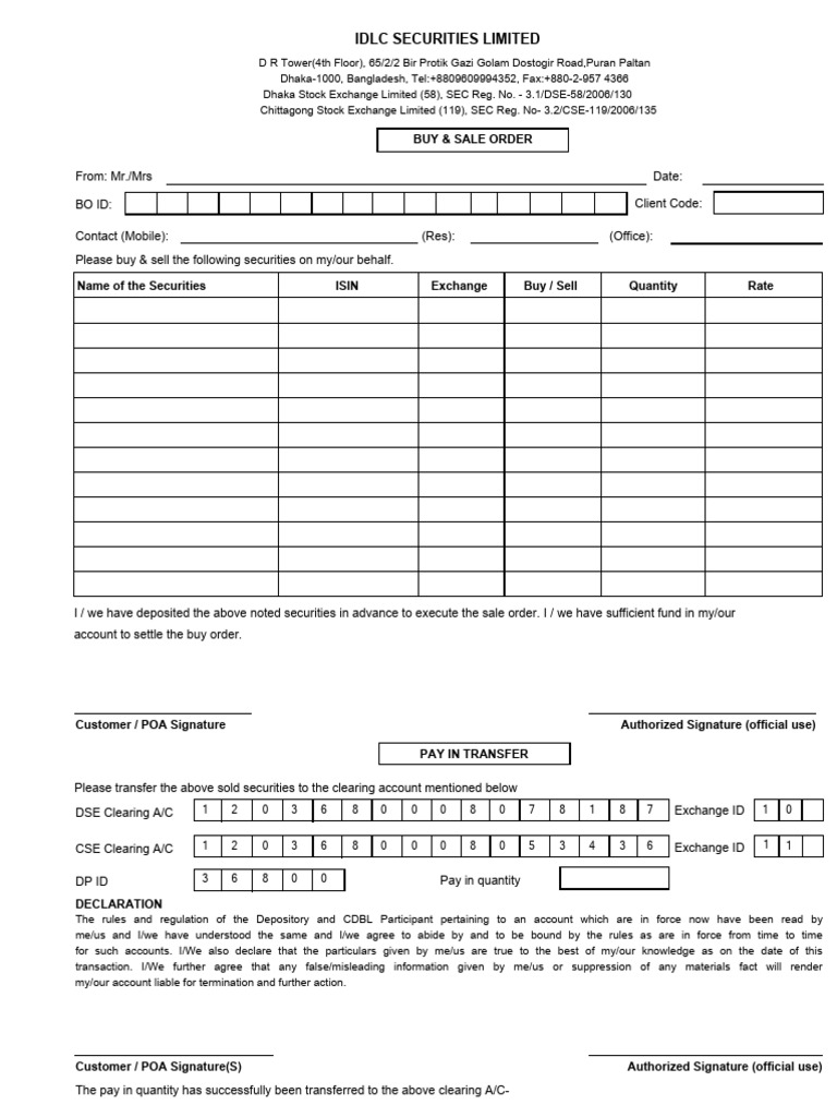 Idlc blank order sheet pdf