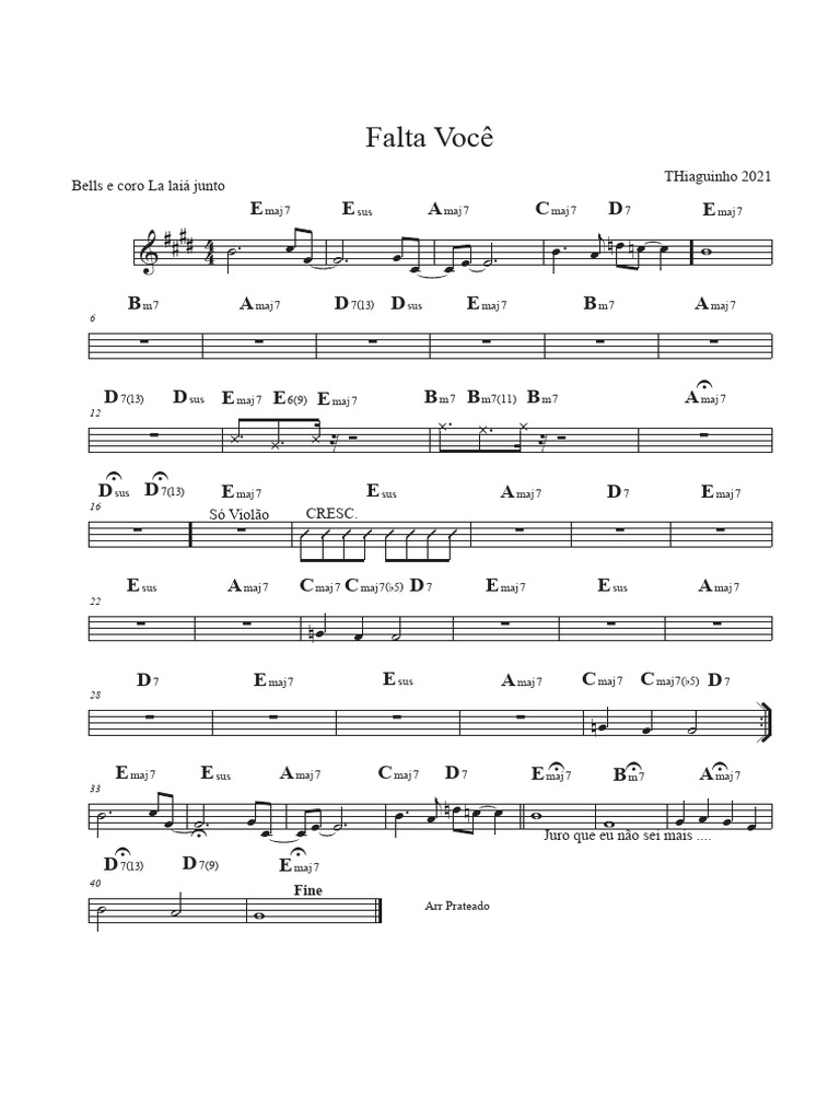 Falta Voce Partitura Pdf