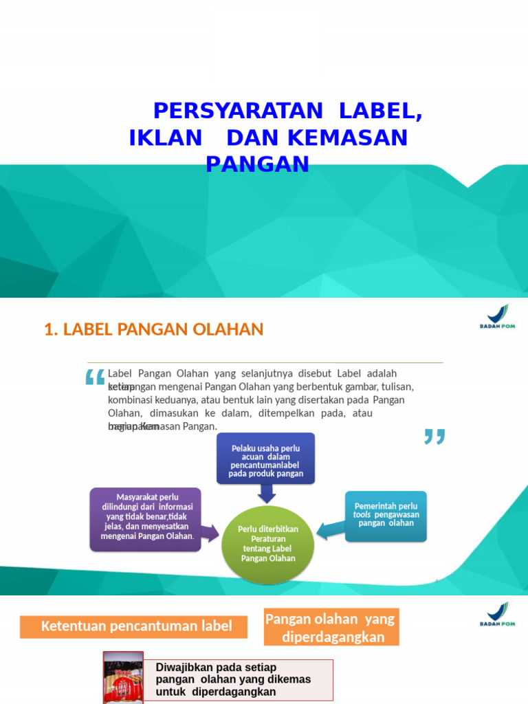 Persyaratan Label Pangan Olahan | PDF
