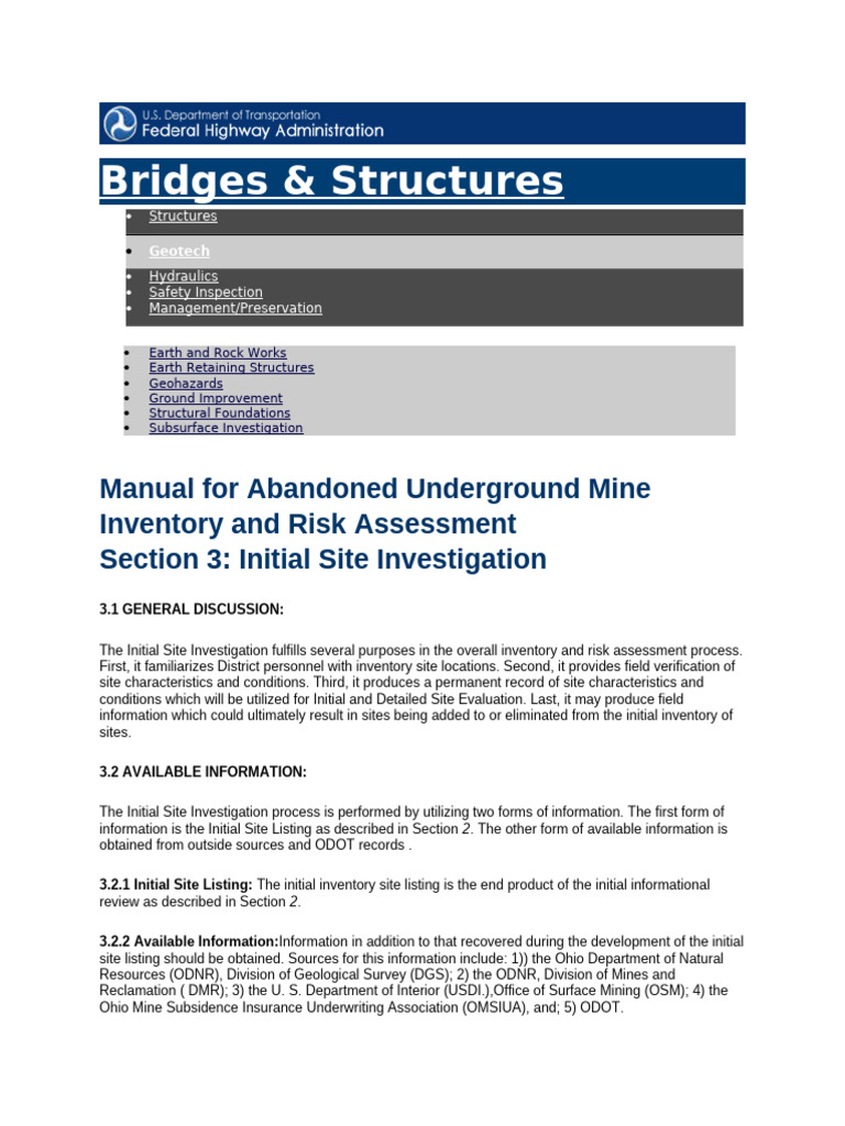 Abandoned Mine Risk Assessment Guide | PDF