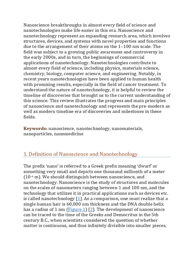Nanoscience and Nanotechnology Overview | PDF | Nanotechnology ...