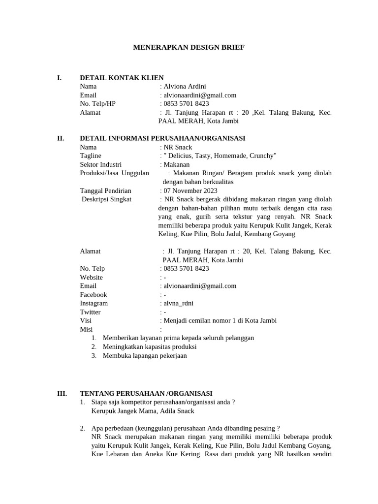 Design Brief | PDF