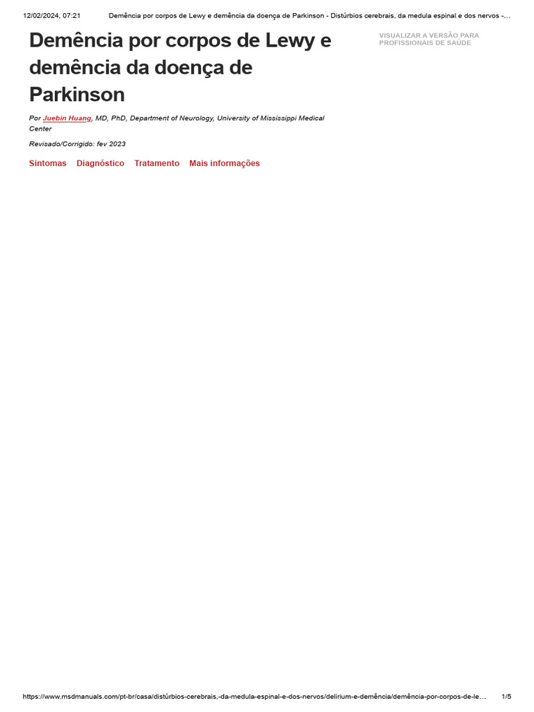 Demência Por Corpos de Lewy e Demência Da Doença de Parkinson | PDF