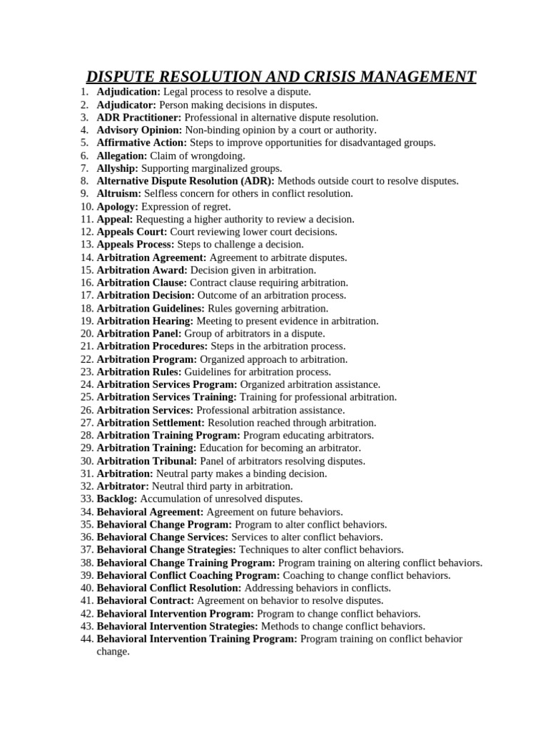 500 DOT Dispute Resolution and Crisis Management | PDF