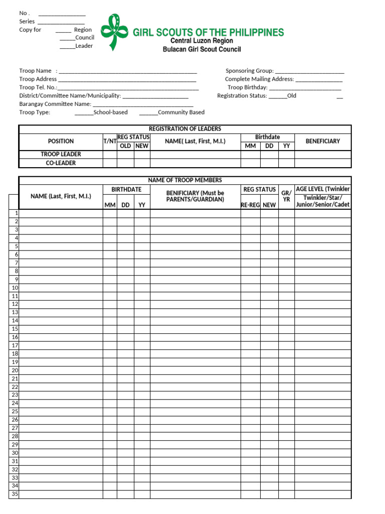 GSP Troop Registration Form | PDF