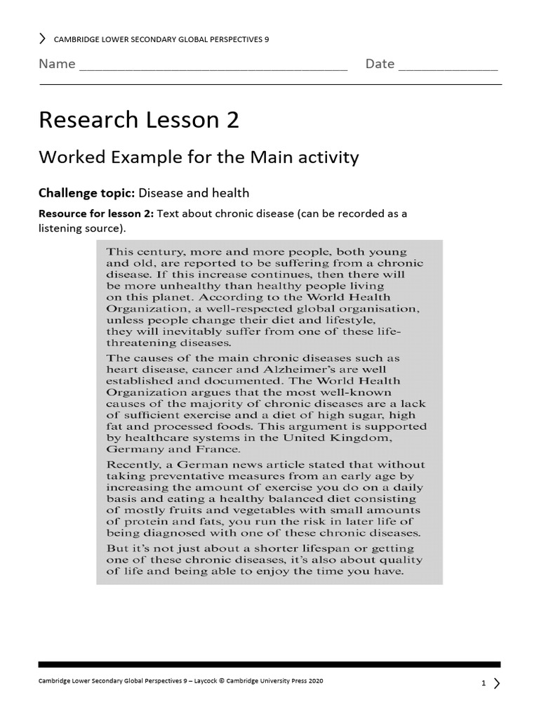 Research Lesson 2 Worked Example For The Main Activity | PDF