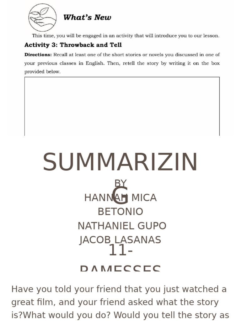 Summarizing pdf