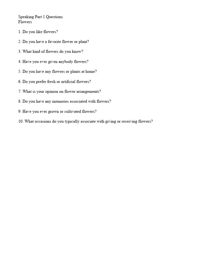 Part 1 Topic Flowers | PDF