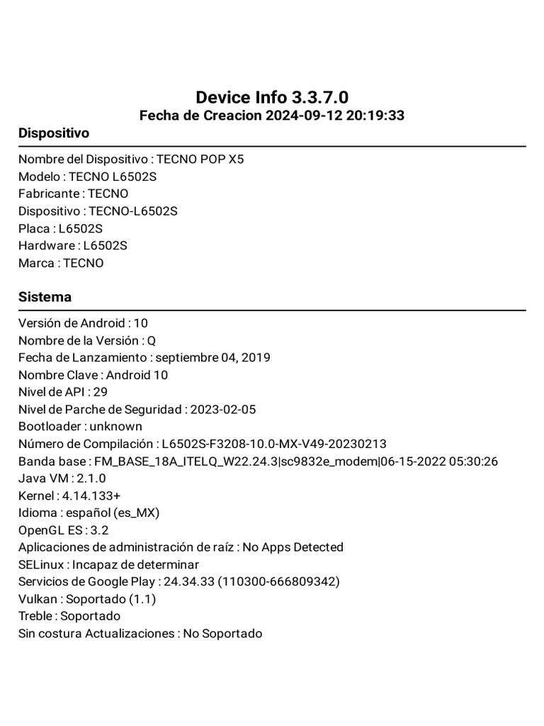 Device Info - PDF Tecno | PDF