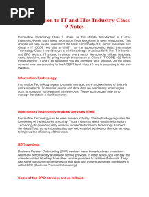 Introduction To IT and ITes Industry Class 9 Notes