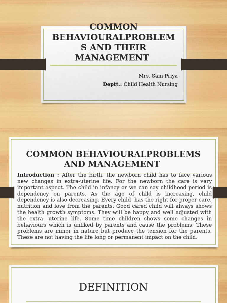 Common Behaviouralproblems and Their Management | PDF