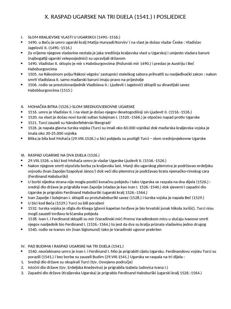 10 Raspad Ugarske Na 3 Dijela | PDF