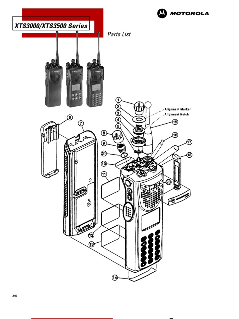 Motorola XTS3000 Parts List PDF Battery Charger Headphones