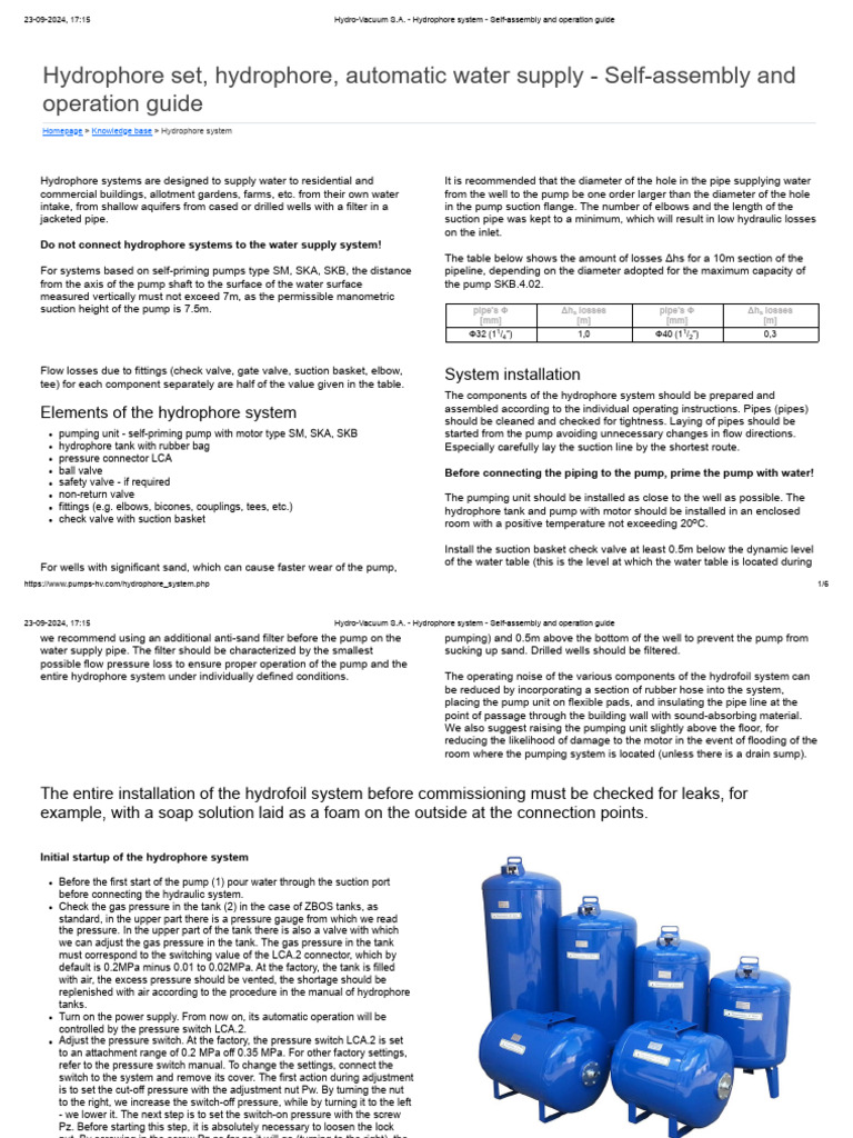 Hydrophore System Assembly Guide | PDF | Pump | Pipe (Fluid Conveyance)
