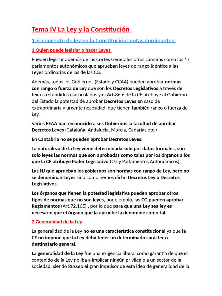 Tema 4 La Constitucion y La Ley | PDF