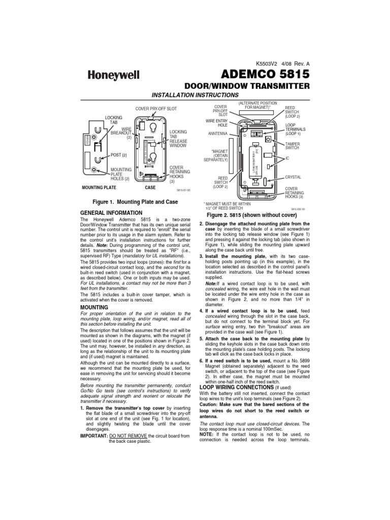 5815 - Sensor Magnetico Sem Fio Hoenywell | PDF
