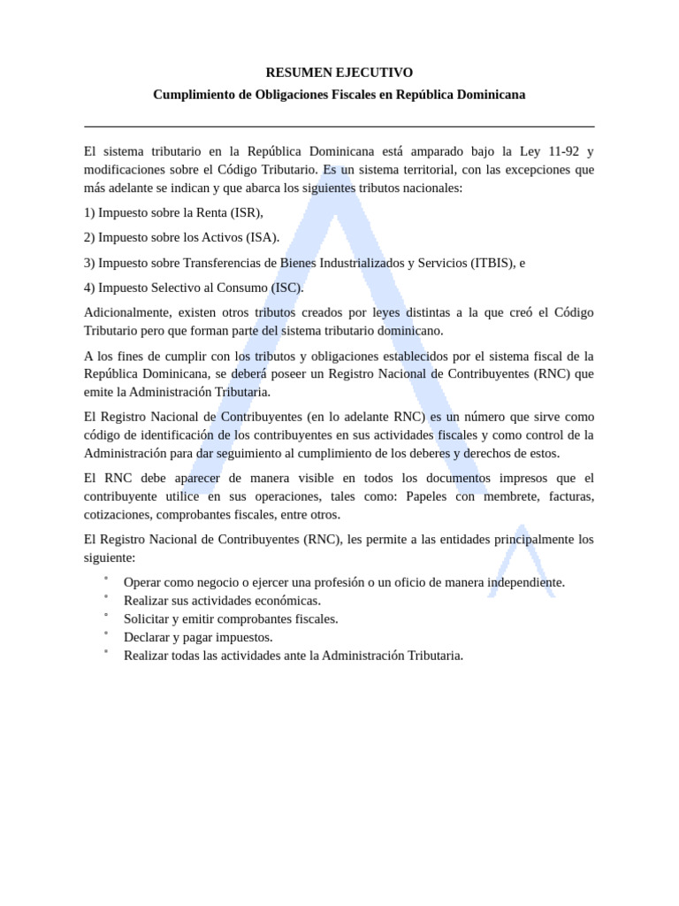 Obligaciones Fiscales en RD: RNC y NCF | PDF | Impuesto sobre la renta ...