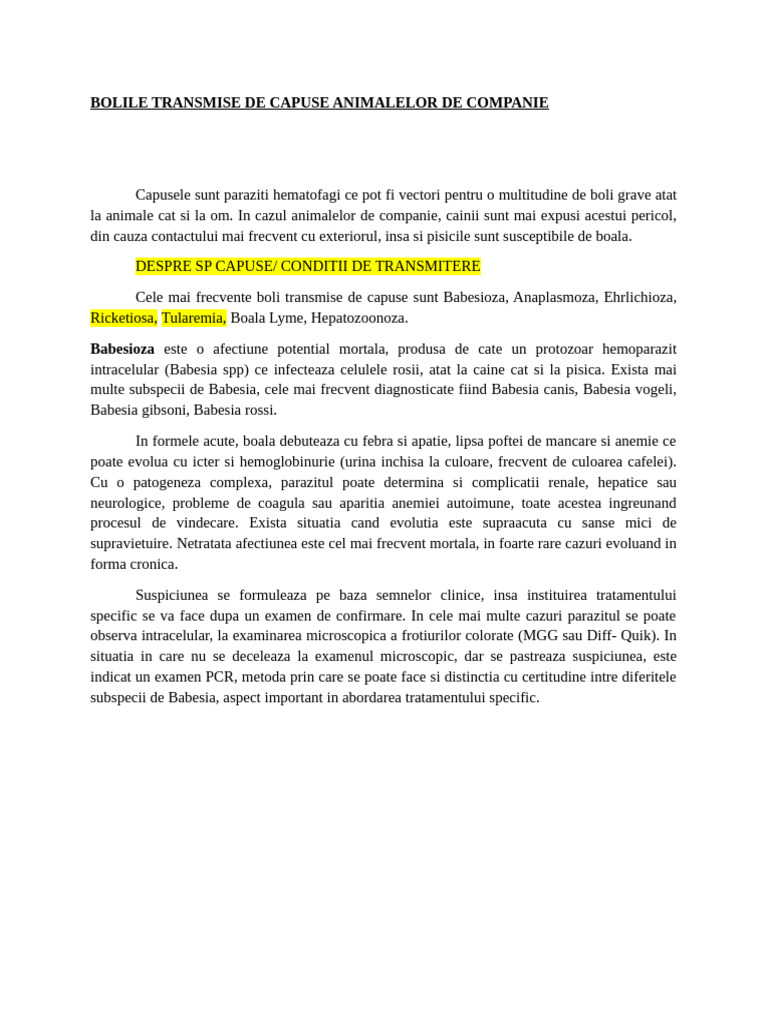 Boli Transmise de Capuse | PDF