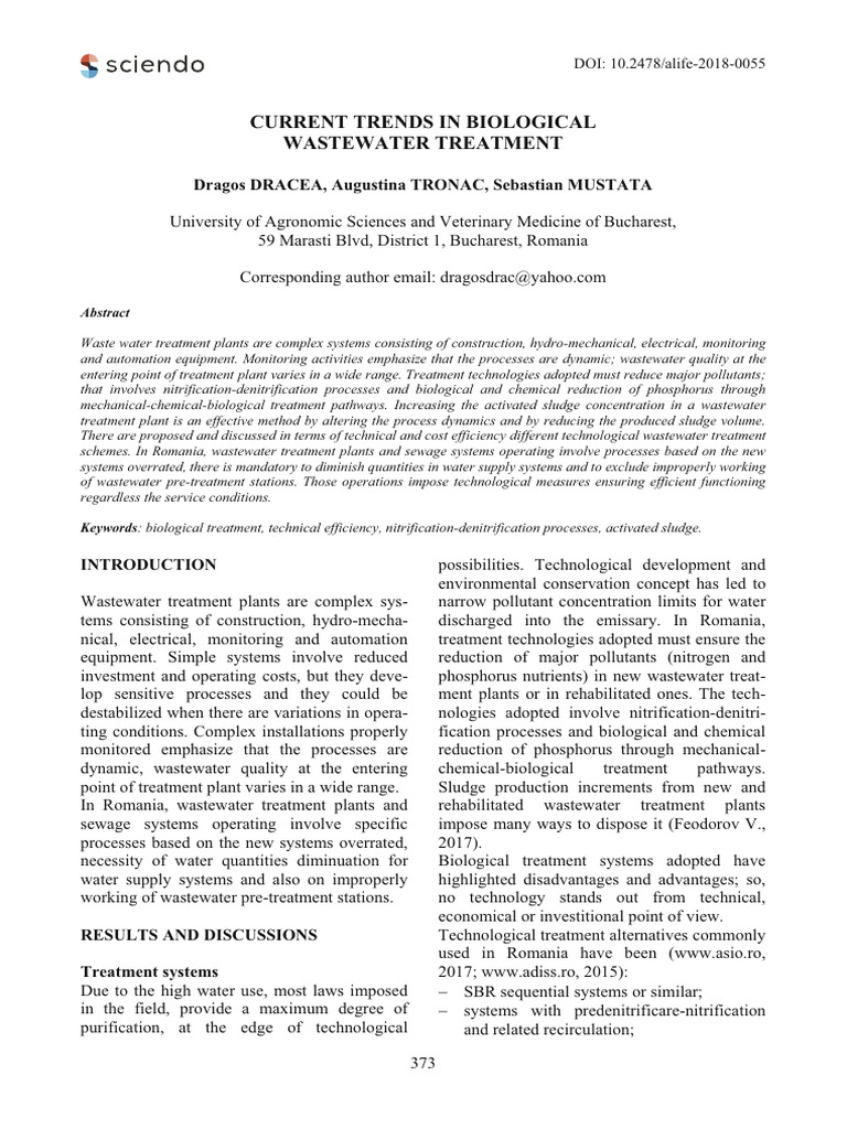 Biological Wastewater Solutions | PDF | Sewage Treatment ...