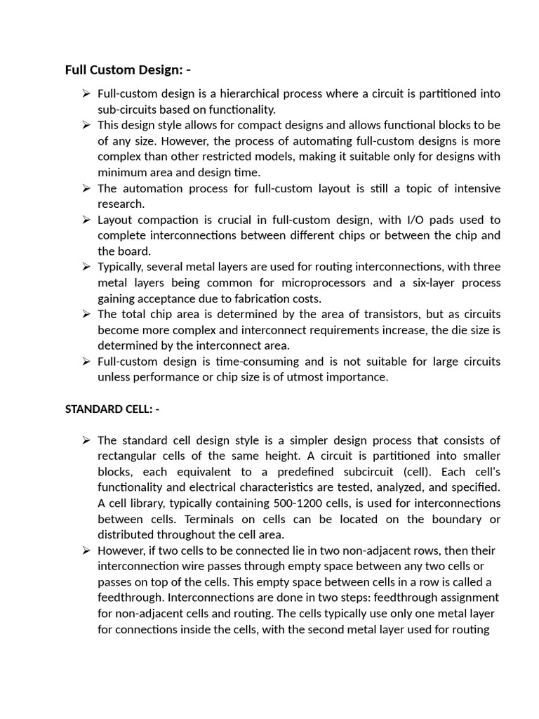 Full Custom Design: - : Standard Cell | PDF